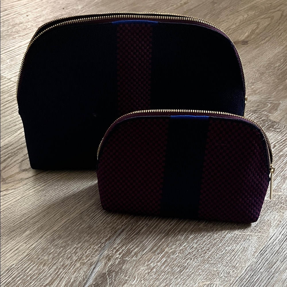 Rothy's Navy Blue and Purple checkered Cosmetic Bags